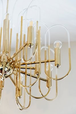 Mid-Century Italian Brass & Glass Chandelier by Sciolari, 1970s-ZVH-1430688