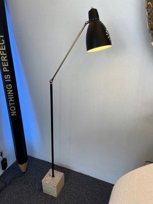 Mid-Century Italian Brass & Lacquered Metal Floor Lamp from Stilnovo, 1950s-FUE-919789