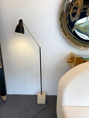 Mid-Century Italian Brass & Lacquered Metal Floor Lamp from Stilnovo, 1950s-FUE-919789