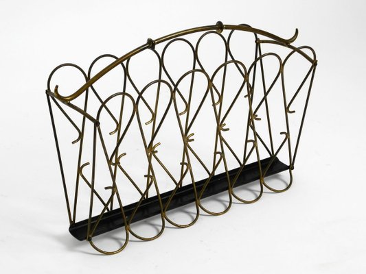 Mid-Century Italian Brass Magazine Rack, 1950s-RR-737060