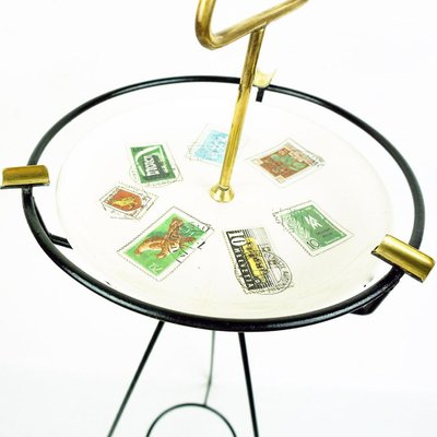 Mid-Century Italian Brass, Metal and Ceramic Tripod Floor Ashtray, 1950s-MH-1703008