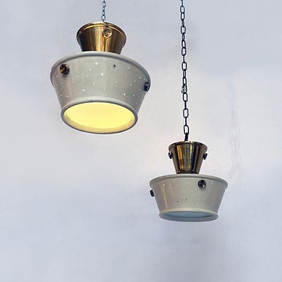 Mid-Century Italian Brass & Perforated Metal Pendant Lights from Fontana Arte, 1950s, Set of 2-GDD-1144865