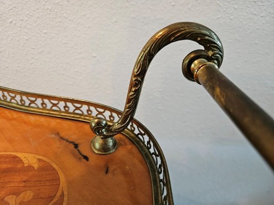 Mid-Century Italian Brass Serving Trolley in Plywood-URP-1748053