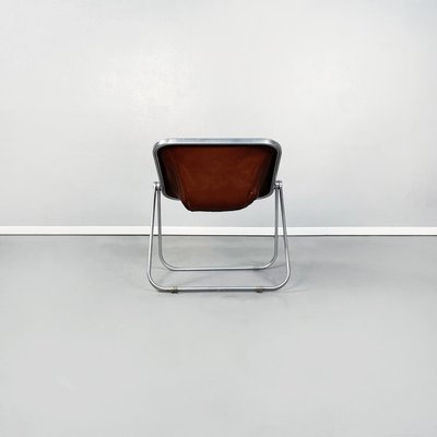 Mid-Century Italian Brown Leather Folding Chair by Giancarlo Piretti from Anonima Castelli, 1970-GDD-1179972