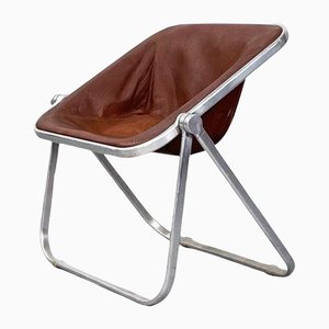 Mid-Century Italian Brown Leather Folding Chair by Giancarlo Piretti from Anonima Castelli, 1970-GDD-1179972