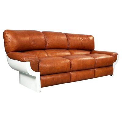 Mid-Century Italian Brown Leather Plastic Sofa Flou by Betti Habitat Ids, 1970s-GDD-1329847