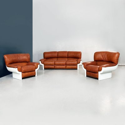 Mid-Century Italian Brown Leather Plastic Sofa Flou by Betti Habitat Ids, 1970s-GDD-1329847