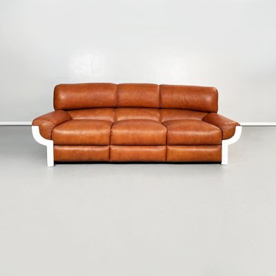 Mid-Century Italian Brown Leather Plastic Sofa Flou by Betti Habitat Ids, 1970s-GDD-1329847