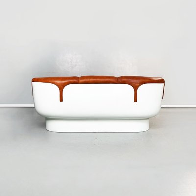 Mid-Century Italian Brown Leather Plastic Sofa Flou by Betti Habitat Ids, 1970s-GDD-1329847