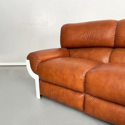 Mid-Century Italian Brown Leather Plastic Sofa Flou by Betti Habitat Ids, 1970s-GDD-1329847