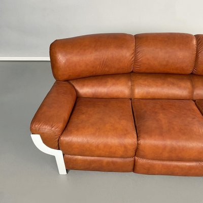 Mid-Century Italian Brown Leather Plastic Sofa Flou by Betti Habitat Ids, 1970s-GDD-1329847