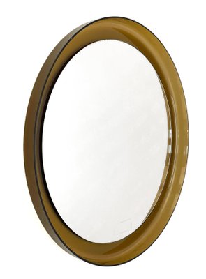 Mid-Century Italian Brown Smoked Acrylic Glass Round Wall Mirror from Guzzini, 1960s-JDR-1125483