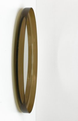 Mid-Century Italian Brown Smoked Acrylic Glass Round Wall Mirror from Guzzini, 1960s-JDR-1125483