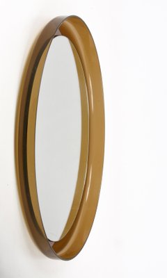 Mid-Century Italian Brown Smoked Acrylic Glass Round Wall Mirror from Guzzini, 1960s-JDR-1125483