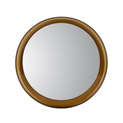 Mid-Century Italian Brown Smoked Acrylic Glass Round Wall Mirror from Guzzini, 1960s-JDR-1125483