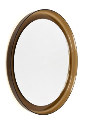 Mid-Century Italian Brown Smoked Acrylic Glass Round Wall Mirror from Guzzini, 1960s-JDR-1125483