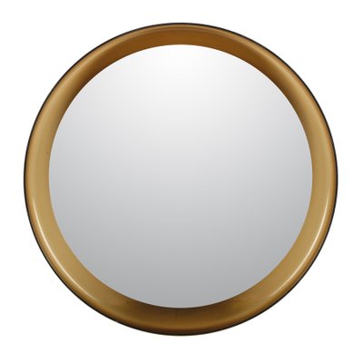 Mid-Century Italian Brown Smoked Acrylic Glass Round Wall Mirror from Guzzini, 1960s-JDR-1125483