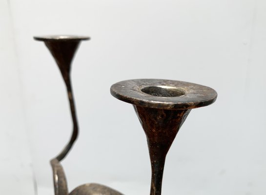 Mid-Century Italian Brutalist Bronze Amadeus Series Candleholder by Kurt Jesch for Fratelli Tonini-UAH-951038