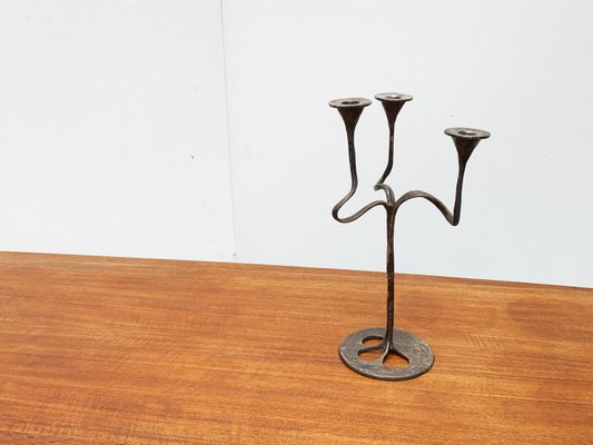 Mid-Century Italian Brutalist Bronze Amadeus Series Candleholder by Kurt Jesch for Fratelli Tonini-UAH-951038