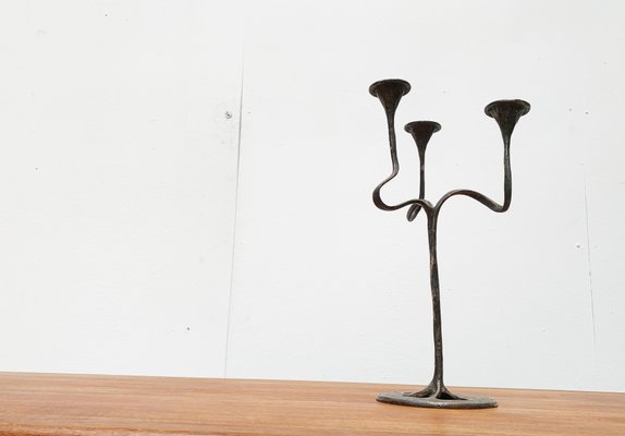 Mid-Century Italian Brutalist Bronze Amadeus Series Candleholder by Kurt Jesch for Fratelli Tonini-UAH-951038