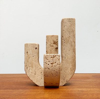 Mid-Century Italian Brutalist Travertine Candleholder by Fratelli Mannelli for Travertine Rapolano-UAH-951002