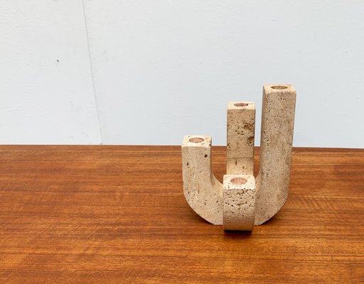 Mid-Century Italian Brutalist Travertine Candleholder by Fratelli Mannelli for Travertine Rapolano-UAH-951002