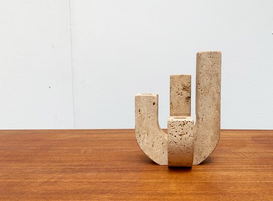 Mid-Century Italian Brutalist Travertine Candleholder by Fratelli Mannelli for Travertine Rapolano-UAH-951002