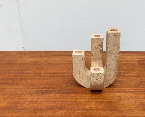 Mid-Century Italian Brutalist Travertine Candleholder by Fratelli Mannelli for Travertine Rapolano-UAH-951002