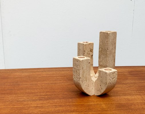 Mid-Century Italian Brutalist Travertine Candleholder by Fratelli Mannelli for Travertine Rapolano-UAH-951002