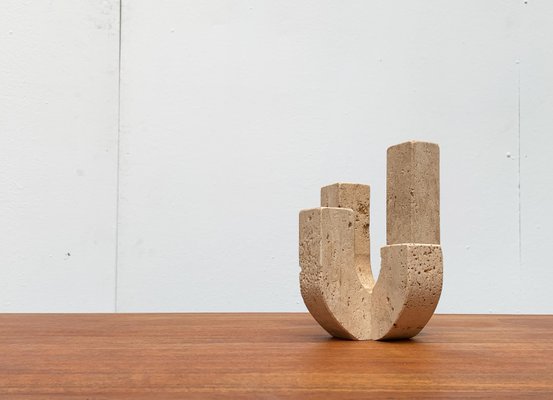 Mid-Century Italian Brutalist Travertine Candleholder by Fratelli Mannelli for Travertine Rapolano-UAH-951002