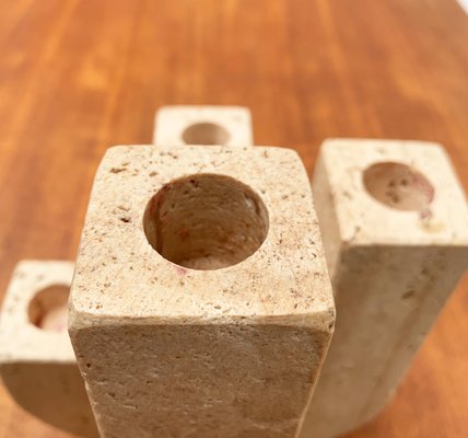 Mid-Century Italian Brutalist Travertine Candleholder by Fratelli Mannelli for Travertine Rapolano-UAH-951002