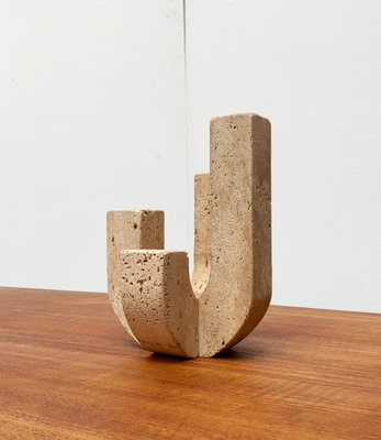 Mid-Century Italian Brutalist Travertine Candleholder by Fratelli Mannelli for Travertine Rapolano-UAH-951002