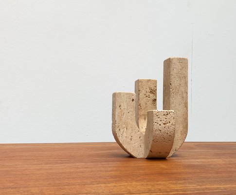 Mid-Century Italian Brutalist Travertine Candleholder by Fratelli Mannelli for Travertine Rapolano-UAH-951002