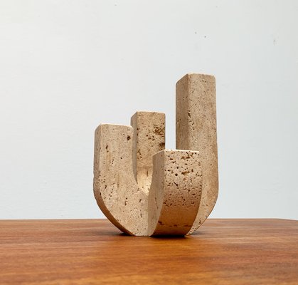 Mid-Century Italian Brutalist Travertine Candleholder by Fratelli Mannelli for Travertine Rapolano-UAH-951002