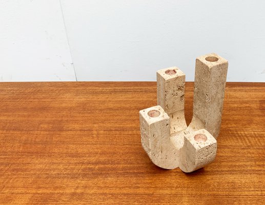 Mid-Century Italian Brutalist Travertine Candleholder by Fratelli Mannelli for Travertine Rapolano-UAH-951002