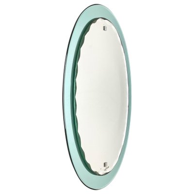 Mid-Century Italian Carved Oval Mirror from Cristal Arte, Italy, 1960s-JDR-1125600