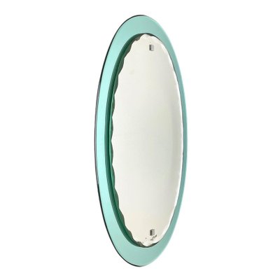 Mid-Century Italian Carved Oval Mirror from Cristal Arte, Italy, 1960s-JDR-1125600