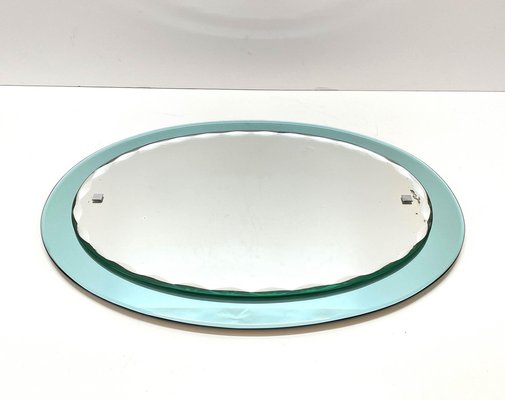 Mid-Century Italian Carved Oval Mirror from Cristal Arte, Italy, 1960s-JDR-1125600