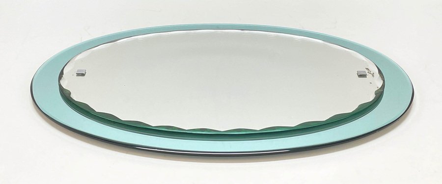 Mid-Century Italian Carved Oval Mirror from Cristal Arte, Italy, 1960s-JDR-1125600