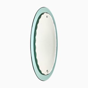 Mid-Century Italian Carved Oval Mirror from Cristal Arte, Italy, 1960s-JDR-1125600