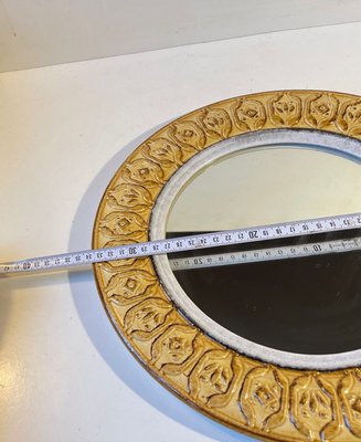 Mid-Century Italian Ceramic Round Wall Mirror, 1970s-LCR-1088223