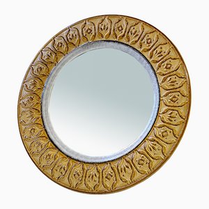 Mid-Century Italian Ceramic Round Wall Mirror, 1970s-LCR-1088223