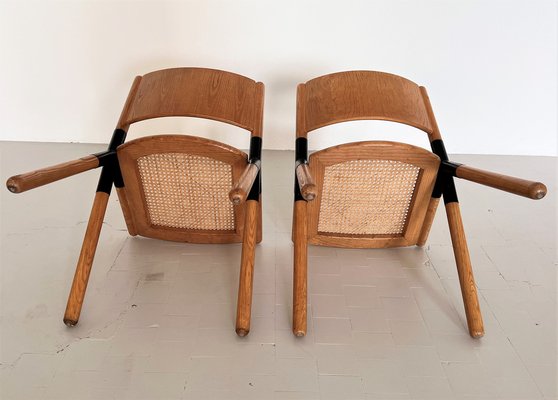 Mid-Century Italian Chairs in Oak and Rattan by Mauro Pasquinelli, 1970s, Set of 2-VNE-1451542