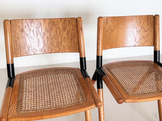 Mid-Century Italian Chairs in Oak and Rattan by Mauro Pasquinelli, 1970s, Set of 2-VNE-1451542