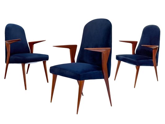 Mid-Century Italian Chairs with Armrests attributed to Vittorio Dassi for Dassi Mobili Moderni, 1958, Set of 3-MTX-2042145