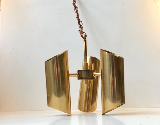 Mid-Century Italian Chandelier in Brass Attributed to Stilnovo, 1960s-LCR-991864