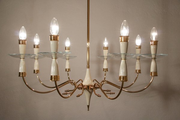 Mid-Century Italian Chandelier in the style of Fontana Arte, 1950-MTX-2027747