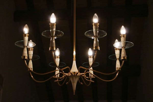 Mid-Century Italian Chandelier in the style of Fontana Arte, 1950-MTX-2027747