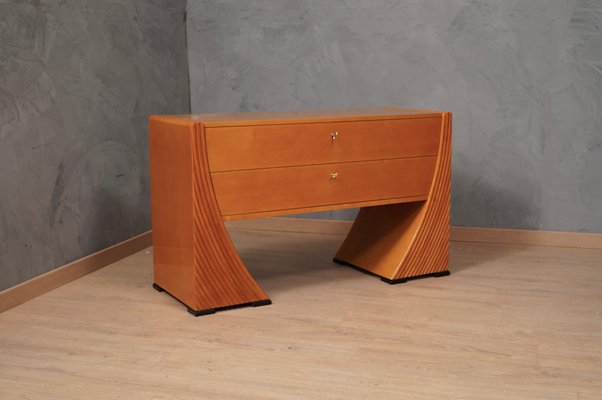 Mid-Century Italian Cherry Wood and Brass Commode, 1950s-UH-1417543