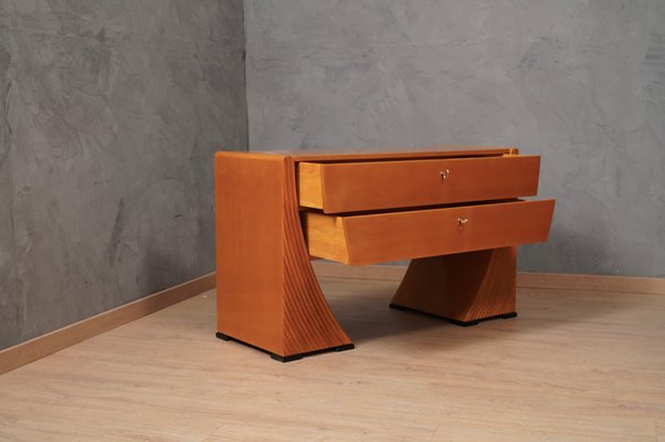 Mid-Century Italian Cherry Wood and Brass Commode, 1950s-UH-1417543